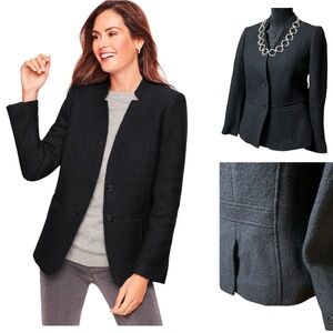 Talbots women’s Wool Blend Black Blazer‎ button front,career,minimalist size 6P